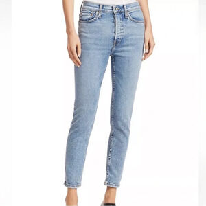 Re/DONE 90’s Stretch High Rise Ankle Crop Jeans  in Hazey Indigo Size 32